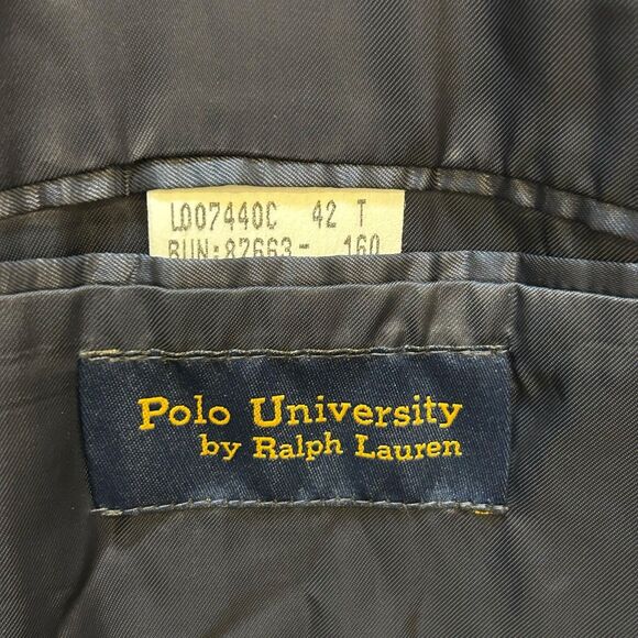 Polo University Ralph Lauren Blazer Mens 42 Tall Long Navy Blue Gold Buttons 42T - Picture 3 of 15